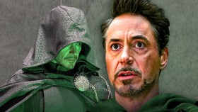 Doctor Doom merch without mask, Robert Downey Jr. face.