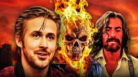 Ryan Gosling next to Mephisto and Ghost Rider.