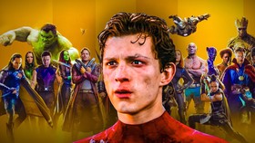 Tom Holland as Spider-Man.