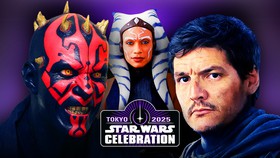 Star Wars Celebration 2025 wallpaper featuring Darth Maul, Ahsoka, and Mandalorian
