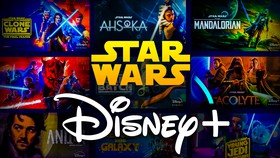 Star Wars and Disney Plus logos, TV banner posters