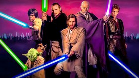 Star Wars Jedi group Yoda, Luke Skywalker, Obi-Wan Kenobi, Qui-Gon Jinn, Mace Windu, Anakin