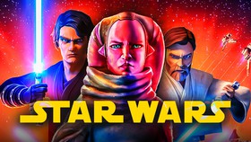 Devon Izra, Anakin Skywalker, Obi-Wan Kenobi, Star Wars logo.