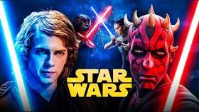Anakin Skywalker, Star Wars logo., Darth Maul.