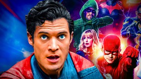 Superman, Arrowverse heroes Green Arrow, Supergirl, Flash