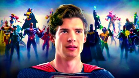 James Gunn's Superman in front of DC characters
