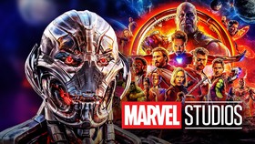 Ultron, Avengers: Infinity War cast, Marvel Studios logo.