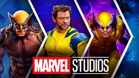 Wolverine costumes from the MCU and Marvel lore, Marvel Studios logo.