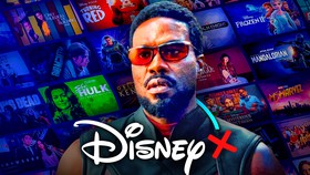 Wonder Man, Disney Plus logo, show posters in background.