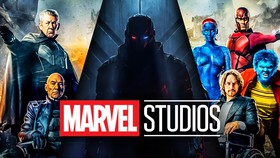 Fox era X-Men characters, Magneto, Professor X and others alongside Marvel Studios' logo.