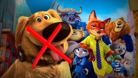 Zootopia main characters, Dug the Dog with X crossed out