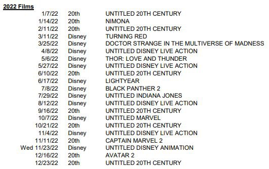 Disney Marvel Studios Release Calendar