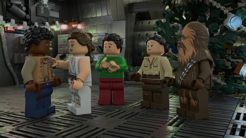 Lego versions of Rey, Finn, Poe, Rose & Chewbacca