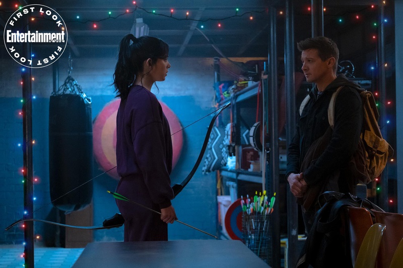 Hailee Steinfeld as Kate Bishop, Jeremy Renner as Clint Barton