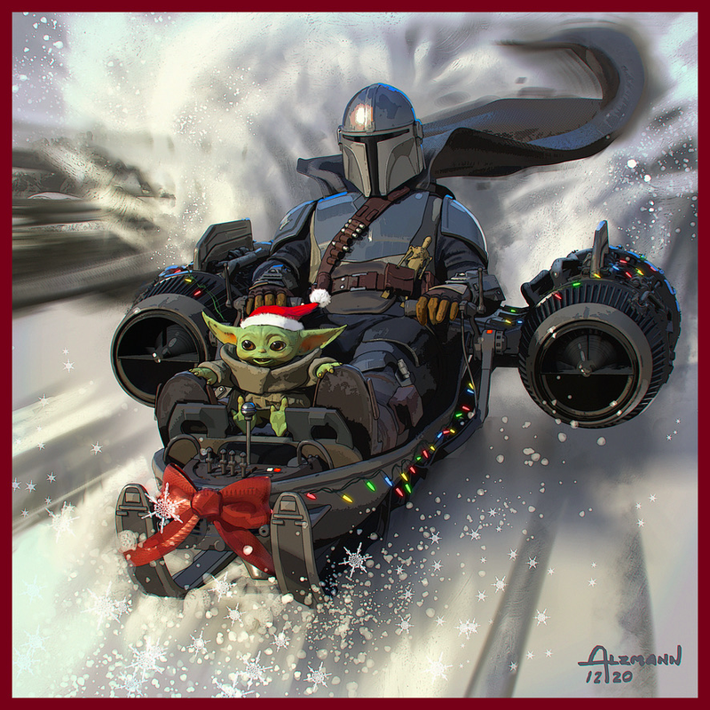 mandalorian with santa hat