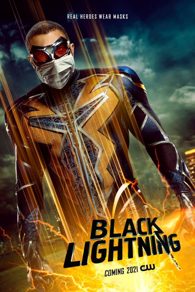 Black Lightning with a mask