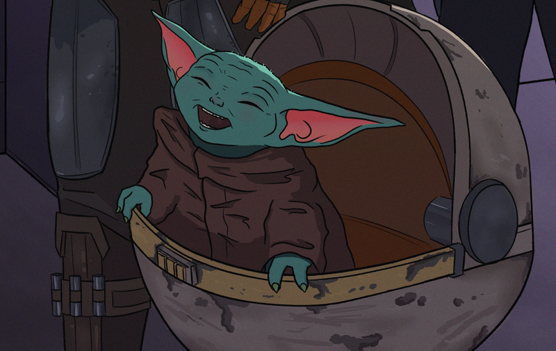 Baby Yoda smiling