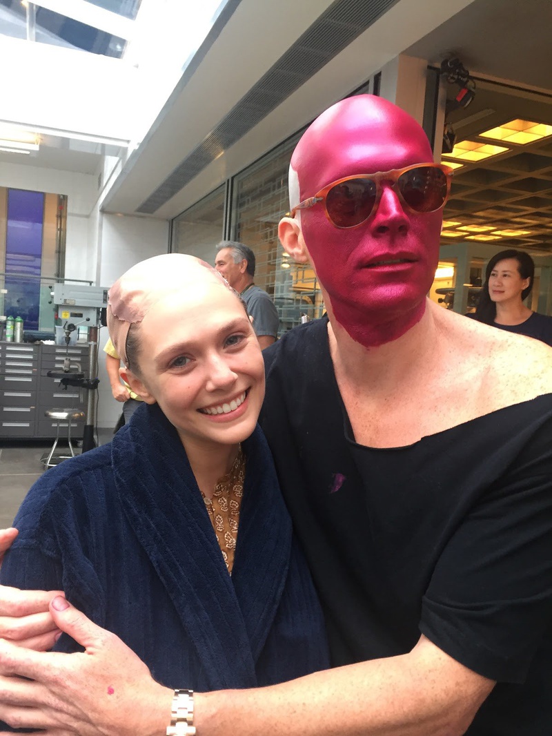 Wanda and Vision on Avengers Infinity War set