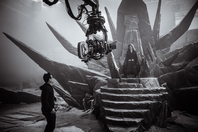 Director JJ Abrams with Daisy Ridley as Dark Rey