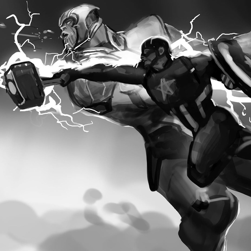 Captain America vs. Thanos keyframe art