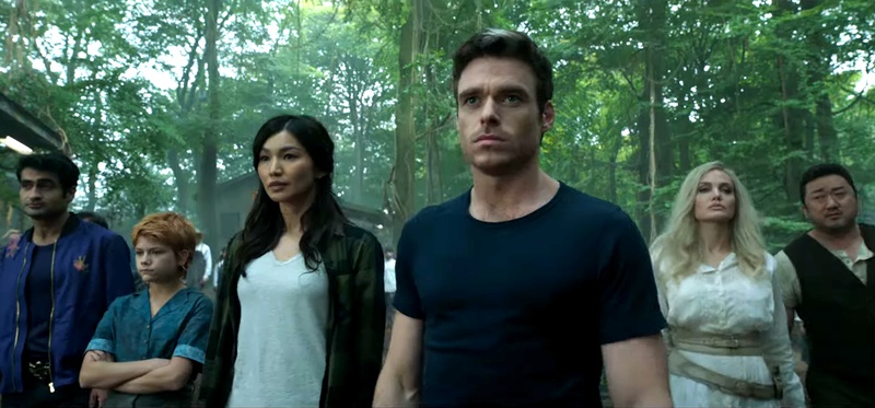 Richard Madden as Ikaris, Gemma Chan as Sersi, Kumail Nanjiani as Kingo, Lia McHugh as Sprite, Ma-Dong Seok as Gilgamesh, Angelina Jolie as Thena