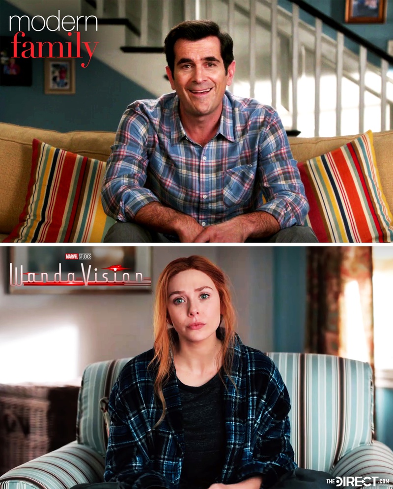 Modern Family scene and WandaVision scene