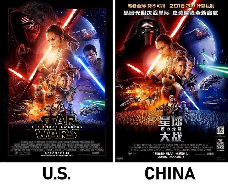 Star Wars The Force Awakens China US Posters